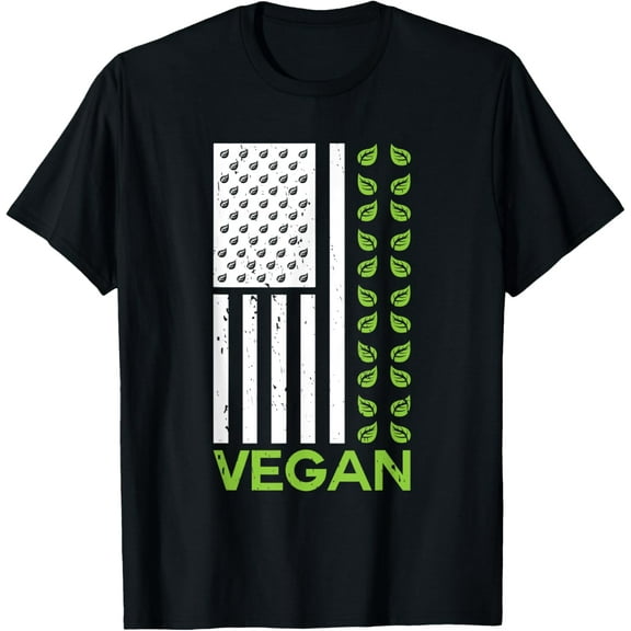 Vegan US Flag USA United States Vegetarian Proud American T-Shirt