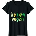 thumbnail image 1 of Vegan Veganism Colorful ASL American Sign Language T-Shirt, 1 of 3