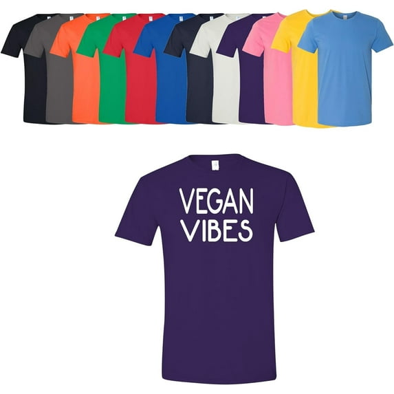 Vegan Vibes T-Shirt Health Vegetarian T Unisex Mens Womens Soft Cotton Tee Assorted Colors and Sizes Purple