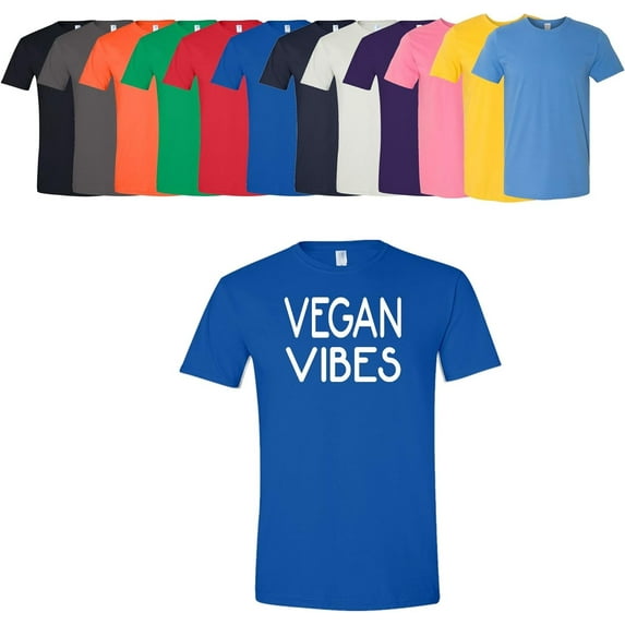 Vegan Vibes T-Shirt Health Vegetarian T Unisex Mens Womens Soft Cotton Tee Assorted Colors and Sizes