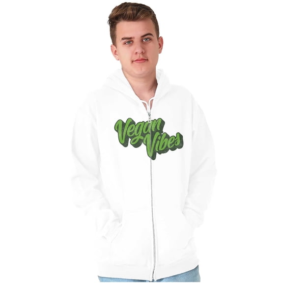 Vegan Vibes Vegetarian Lifestyle Zip Up Hoodie Men's Women's Brisco Brands M