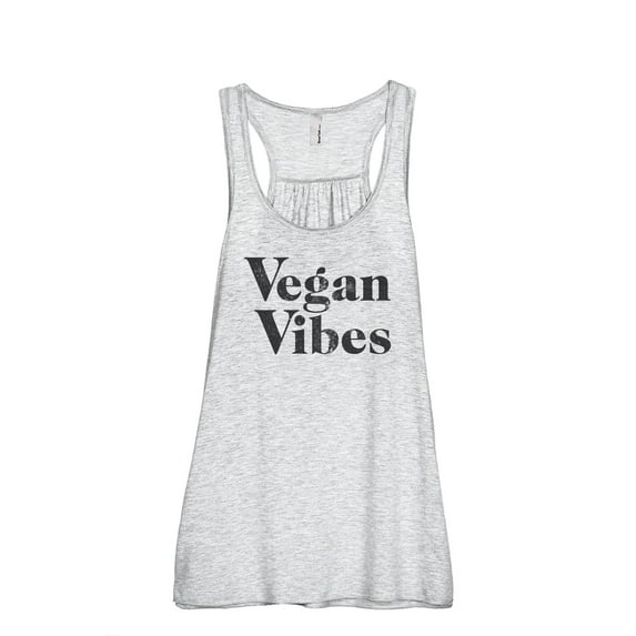 Vegan Vibes Women's Fashion Sleeveless Flowy Racerback Workout Yoga Tank Top Sport Grey 2X-Large