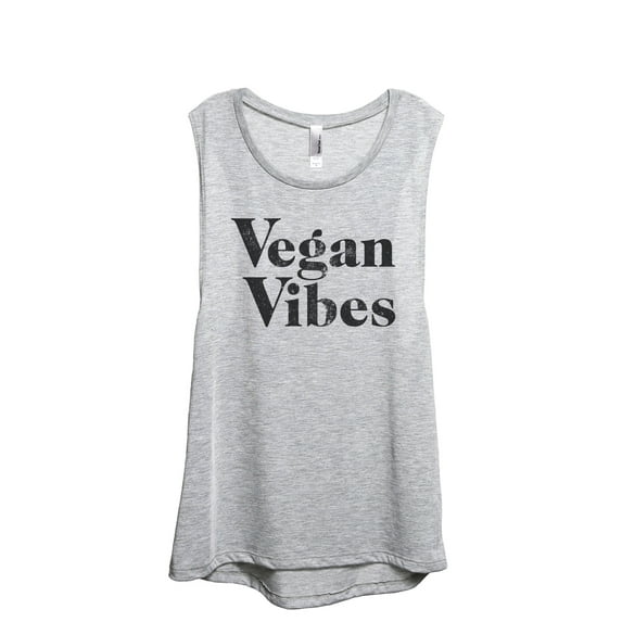 Vegan Vibes Women's Fashion Sleeveless Muscle Workout Yoga Tank Top Sport Grey Medium