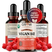 Grow Vegan B12 Complex Sublingual Liquid Drops - Methylcobalamin Full Spectrum - 60 Servings