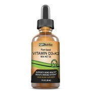 Vegan Vitamin D3 + K2 MK-7 Sublingual Liquid Drops with MCT Oil | Helps Support Strong Bones and Healthy Heart, Boost Immune System