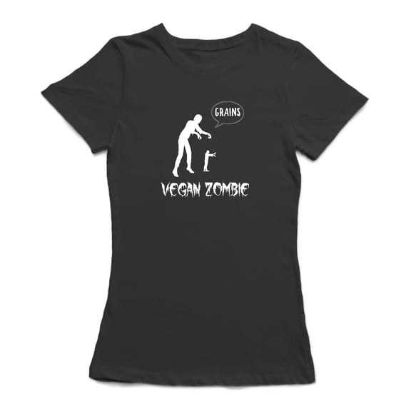 Vegan Zombie Graohic Graphic Women Black T-Shirt, Female Medium