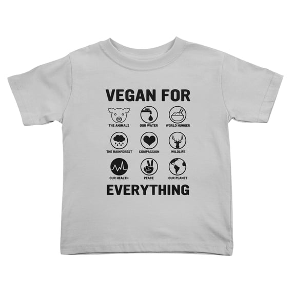 Vegan for Everything Cute Toddler T Shirts for Boys Girls (Gray, 5/6T)