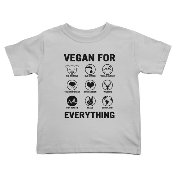 Vegan for Everything Cute Toddler T Shirts for Boys Girls (Gray, Youth S)