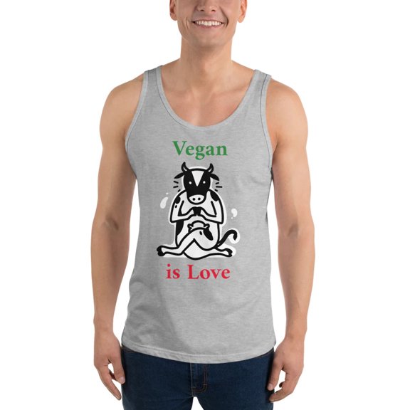 Vegan is Love Unisex Tank Top | Graphic Veganism Sleeveless Shirt