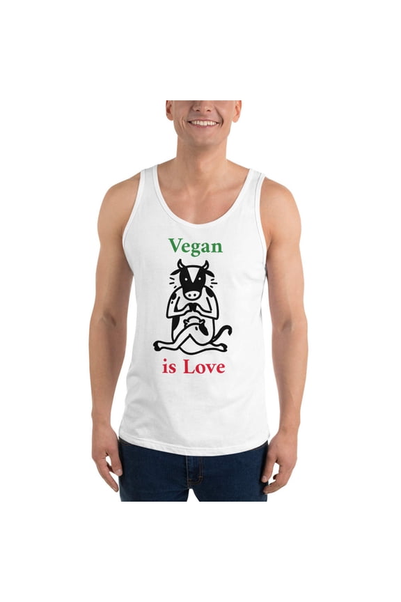 Vegan is Love Unisex Tank Top | Graphic Veganism Sleeveless Shirt