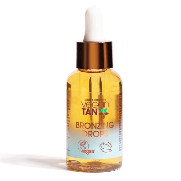 VeganTan Mix-In Bronzing Drops for Sun-Kissed, Buildable Tan, Self Tanning Drops for Face and Body, Boosts Skin's Glow and Hydration, Suitable for All Skin Tones 50ml