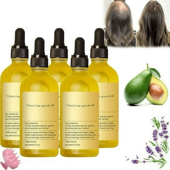 Veganic Natural Hair Growth Oil, Rosemary Oil For Hair Growth Organic, Pure Natural Hair Density Essential Oil, Plant Extract Hair Growth Oil for Dry Damaged Hair and Growth 5pcs