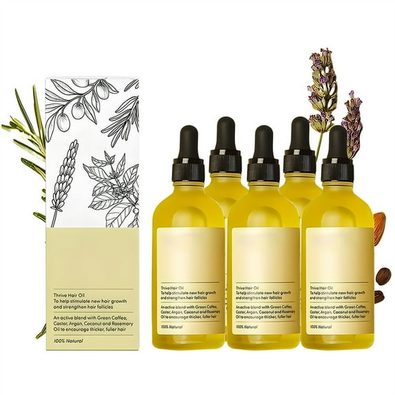 Veganic Natural Hair Growth Oil, Rosemary Oil For Hair Growth Organic, Pure Natural Hair Density Essential Oil, Plant Extract Hair Growth Oil for Dry Damaged Hair and Growth (5PCS)