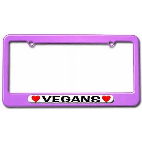 Vegans Love with Hearts License Plate Tag Frame, Multiple Colors