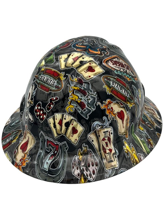 Vegas Baby Hydro Dipped Hard Hats Full Brim Style with 4 Pt Suspension
