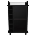 thumbnail image 1 of Vegas Bar Cart with 6 Bottle Cubbies, 4 Wheels, Rail, Glass Door Cabinet, 1 of 6