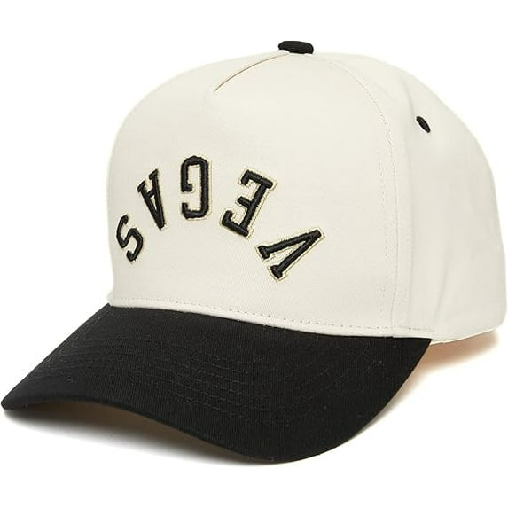 Vegas Embroidered Baseball Cap, Adjustable Snapback Hat with Bold Arched Lettering, Classic Curved Brim Cap for Men and Women, Perfect for Travel, Streetwear, Sports, Concerts and Everyday Style