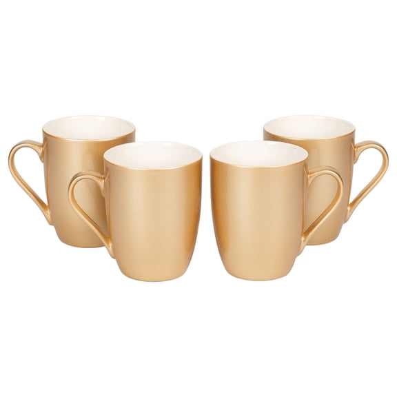 Vegas Gold-Tone Metallic Finish 10 Oz. New Bone China Coffee Cup Mug Set of 4