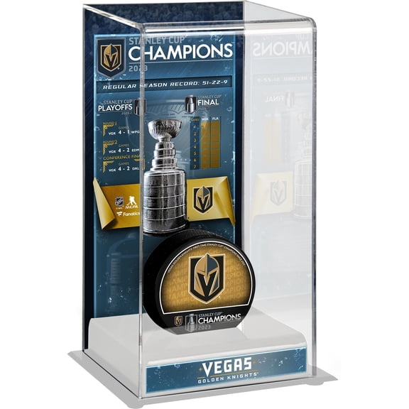 Vegas Golden Knights 2023 Stanley Cup Champions Logo Deluxe Tall Hockey Puck Case - Fanatics Authentic Certified