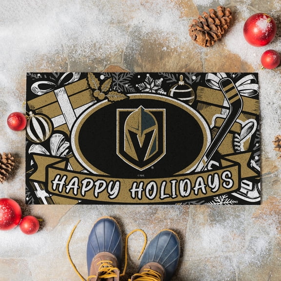 Vegas Golden Knights 28" x 16" Happy Holidays Christmas Turf Door Mat