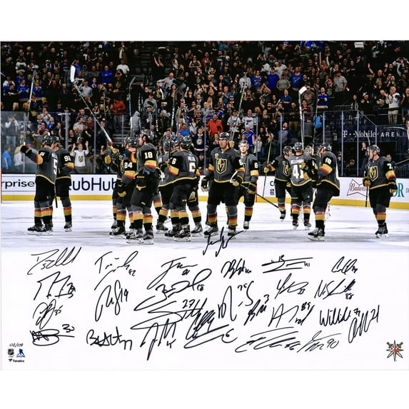 Vegas Golden Knights Autographed 16" x 20" Inaugural Season Stick Salute Photograph with 26 Signatures - Fanatics Authentic Certified