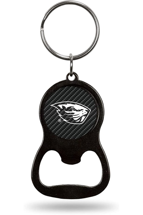 Oregon State University Beavers Premium Solid Metal Keychain Bottle Opener, Carbon Fiber Design