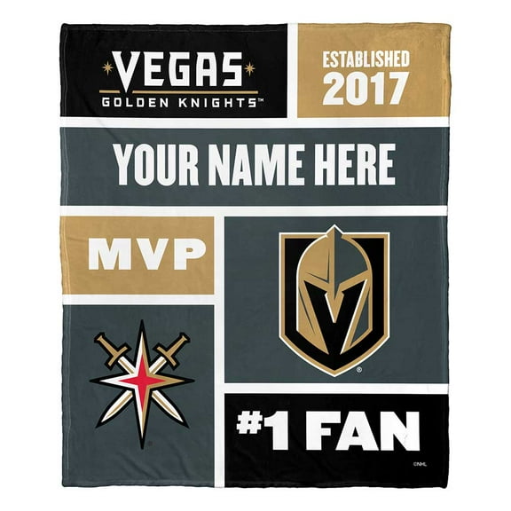 Vegas Golden Knights NHL Colorblock Personalized Silk Touch Throw Blanket, 50" X 60"