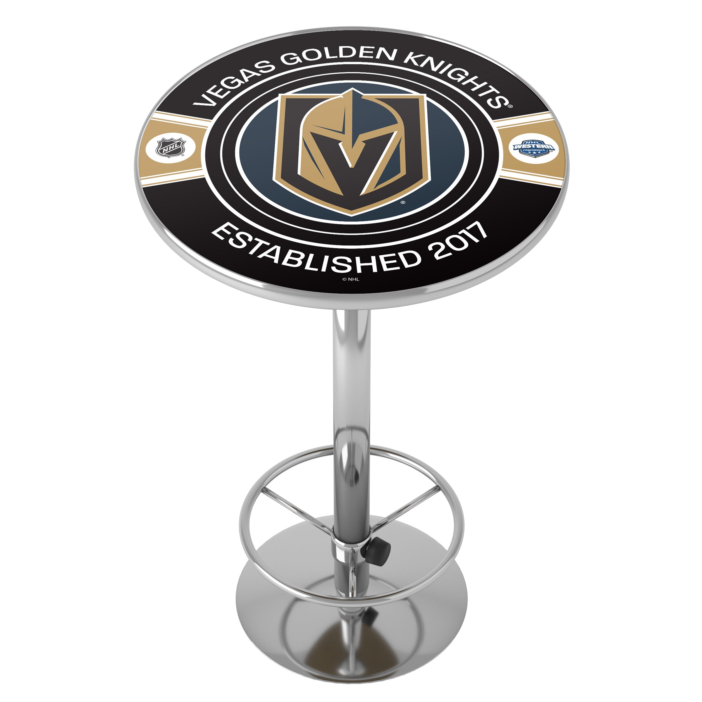 Vegas Golden Knights Patch Bar Table with Adjustable Footrest and Acrylic Top