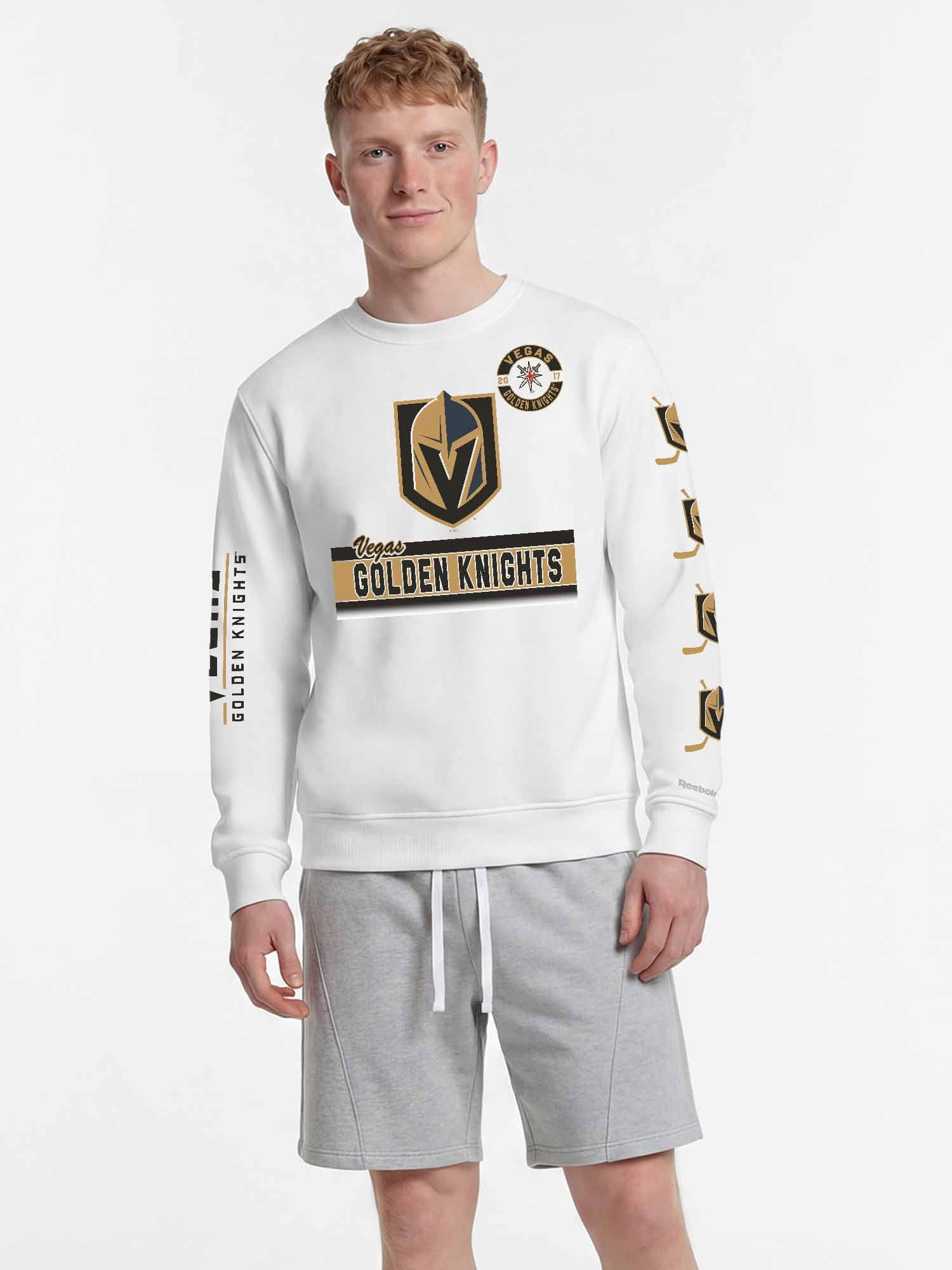 Vegas Golden Knights Reebok Mens White Crew Sweatshirt