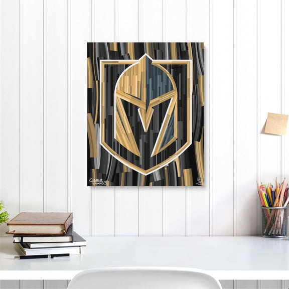 Vegas Golden Knights Stretched 16" x 20" Embellished Canvas Giclee Print - Art by Charlie Turano III
