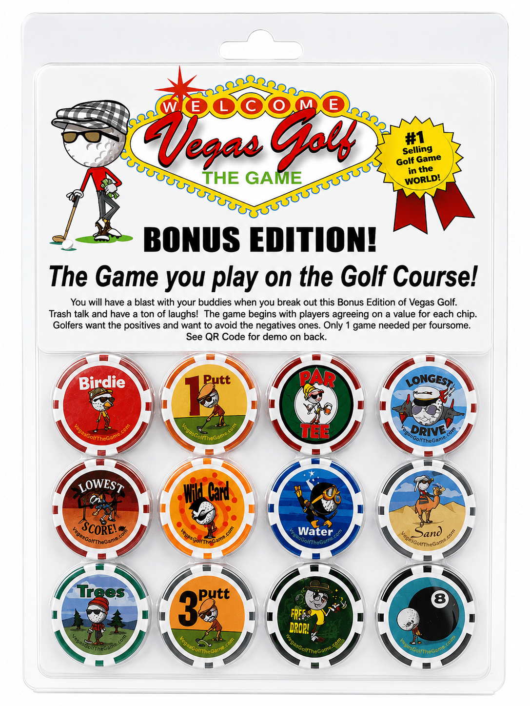 Vegas Golf Bonus Edition Golf Game with 12 Poker Chip Game Pieces