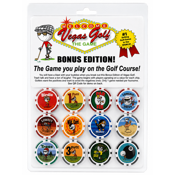 Vegas Golf Bonus Edition Golf Game with 12 Poker Chip Game Pieces Funny Gift for Golfers