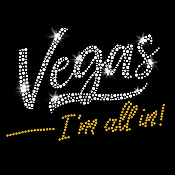 Vegas - I'm All In! Iron-on Clear Rhinestone and Rhinestud Transfer by JCS Rhinestones