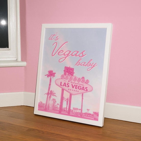 Vegas Print Pink Vintage Las Vegas Print Nevada Travel Prints Girly Vegas Nv Dorm Decor Cute Trendy Artwork Home Decor #486, Unframed Poster Size 8x12