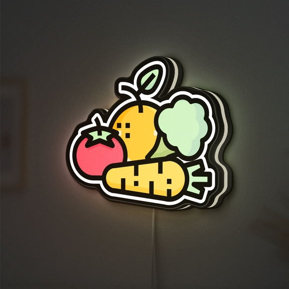Vegetable 3D Novelty Light Box, Farmhouse Kitchen Decor for Gardeners and Healthy Living Spaces (Height 12 inch, 30cm)