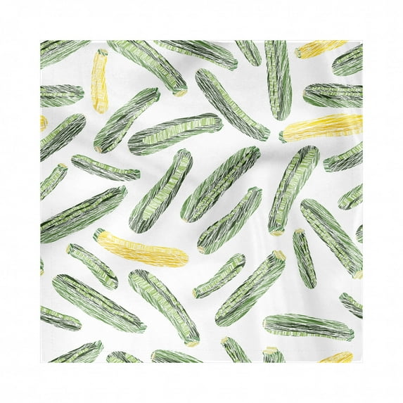 Vegetable Art Decorative Napkins Set of 4, Harvest Themed Composition Hand Drawn Illustration Organic Vegan, Silky Satin Fabric for Brunch Dinner Party, 18", Pale Green and Yellow, by Ambesonne