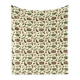 thumbnail image 1 of Vegetable Art Soft Flannel Fleece Throw Blanket, Hand Drawn Vegan Pattern Mushroom Radish and Pumpkin on Cream Background, Cozy Plush for Indoor and Outdoor Use, 50" x 60", Multicolor, by Ambesonne, 1 of 5