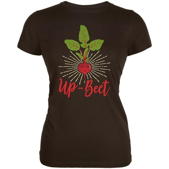 Vegetable Beet Upbeat Up-Beet Juniors Soft T Shirt Brown LG