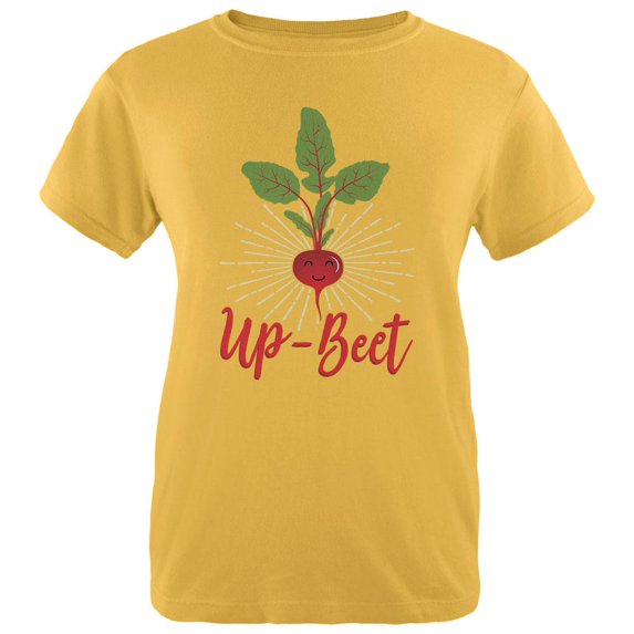 Vegetable Beet Upbeat Up-Beet Womens T Shirt Yellow SM