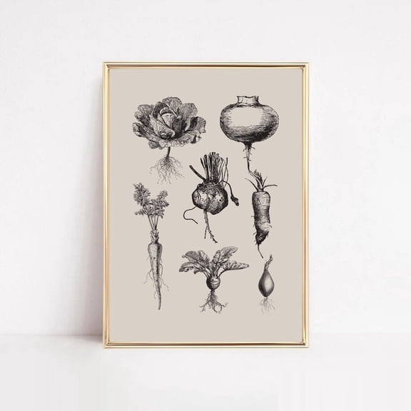Vegetable Botanical Wall Art Print Antique Farmhouse Kitchen Decor