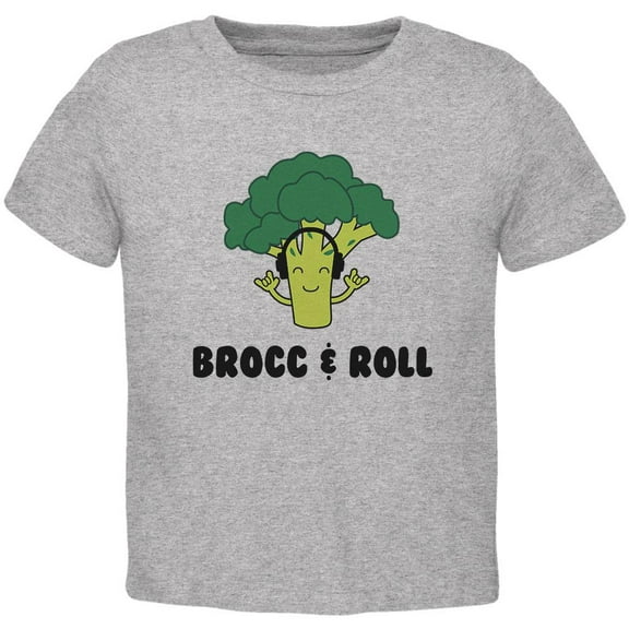 Vegetable Broccoli Rock Brocc and Roll Funny Toddler T Shirt Heather 2T