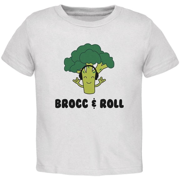 Vegetable Broccoli Rock Brocc and Roll Funny Toddler T Shirt White 2T