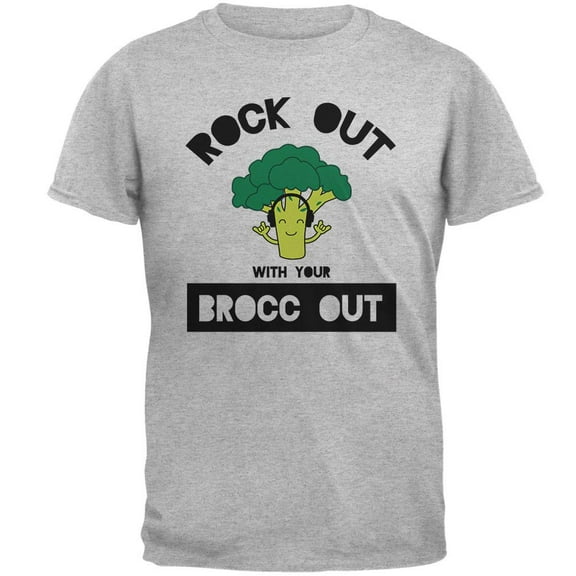 Vegetable Broccoli Rock Out With Your Brocc Out Funny Mens T Shirt Heather SM