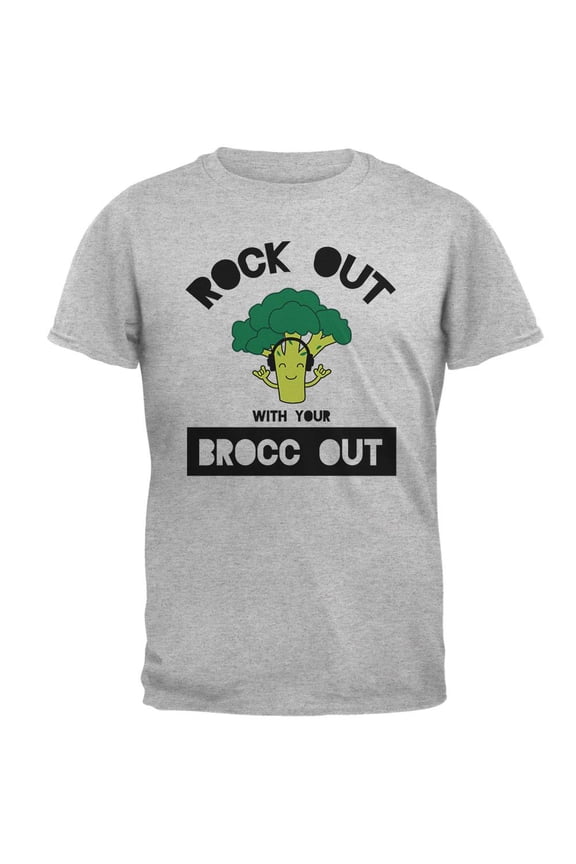 Vegetable Broccoli Rock Out With Your Brocc Out Funny Mens T Shirt Heather SM