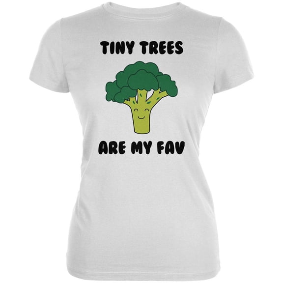 Vegetable Broccoli Tiny Trees are My Favorite Funny Juniors Soft T Shirt White SM