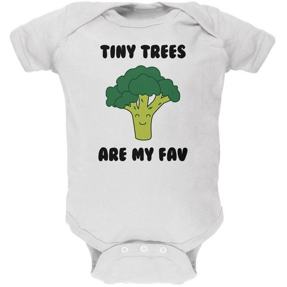 Vegetable Broccoli Tiny Trees are My Favorite Funny Soft Baby One Piece White 3-6 M