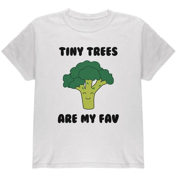 Vegetable Broccoli Tiny Trees are My Favorite Funny Youth T Shirt White Youth X-SM
