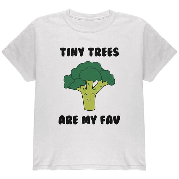 Vegetable Broccoli Tiny Trees are My Favorite Funny Youth T Shirt White Youth X-SM
