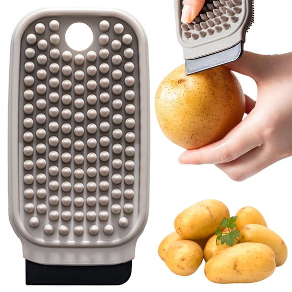 Vegetable Brush Potato Scrubber - Multi-Functional Double Sided Dense Bristles Silicone Brushing and Scraping Integrated, for Root Vegetables Fruit & Cleaning Food