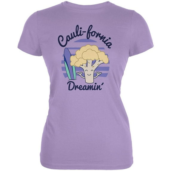 Vegetable Cauliflower California Cauli-fornia Dreamin Funny Juniors Soft T Shirt Lavender SM